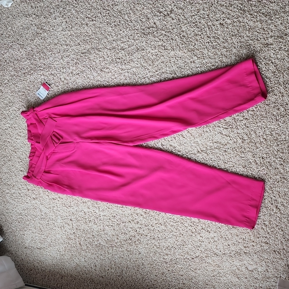 NWT Hot Pink Carolina Belle paper bag dress pants size 4
